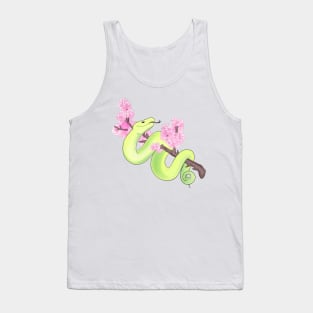 Pink Sakura Viper: Green Tank Top